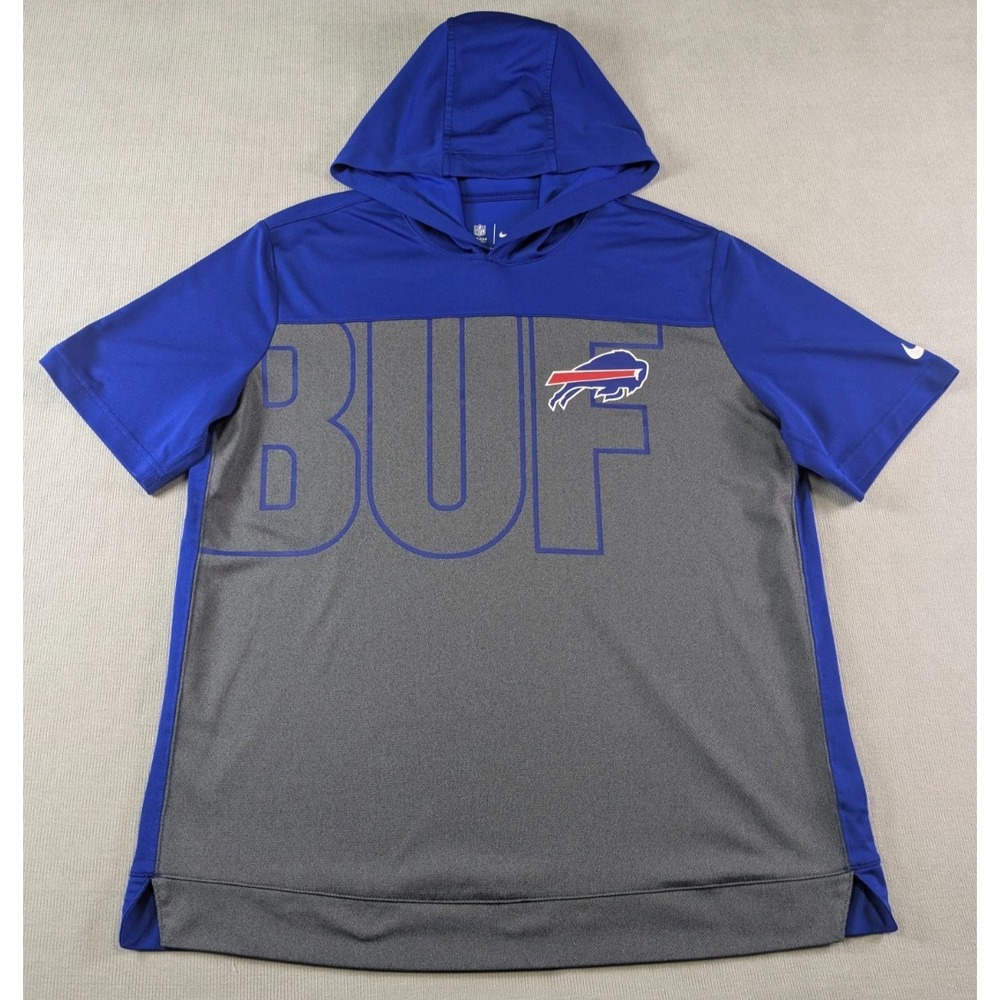 Buffalo Bills Hoodie Mens Large Nike Blue Dri-Fit Training Shirt NFL Football